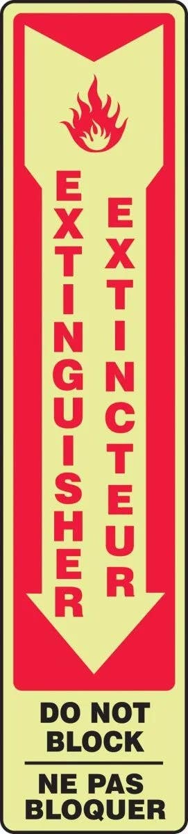 AccuformNMC FBMEXT915 Bilingual French Sign, Fire Extinguisher, 18" H x 4" W