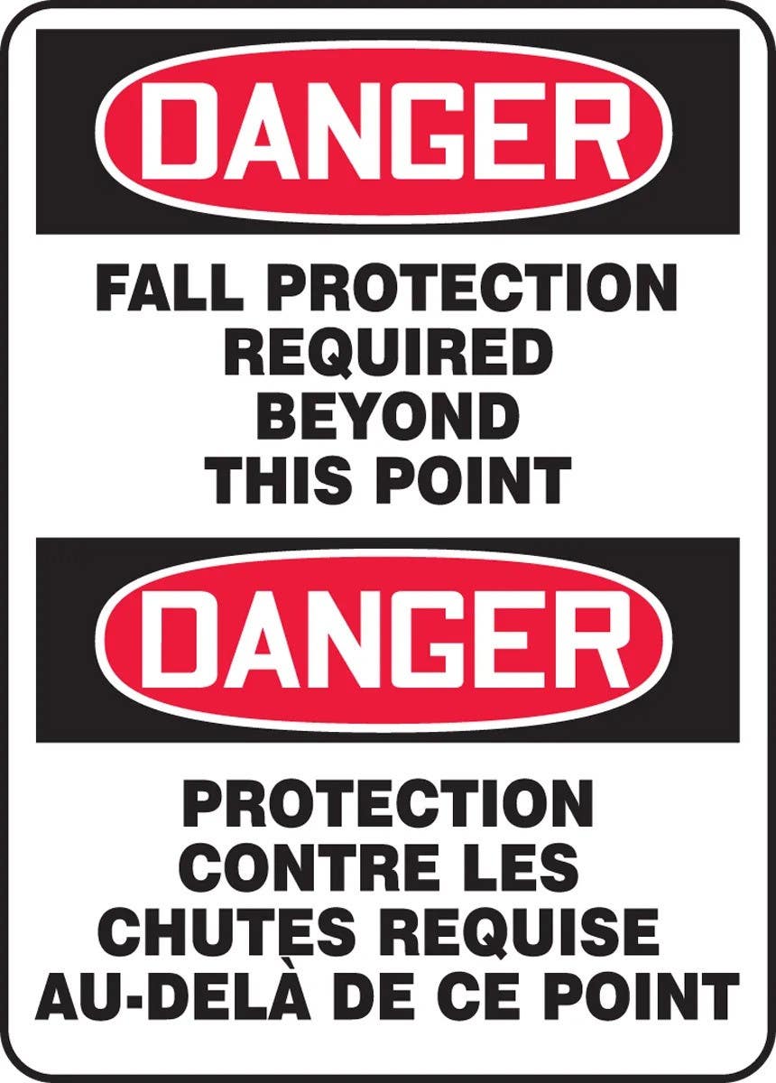 AccuformNMC FBMFPR Danger, Fall Protection Required Beyond This Point