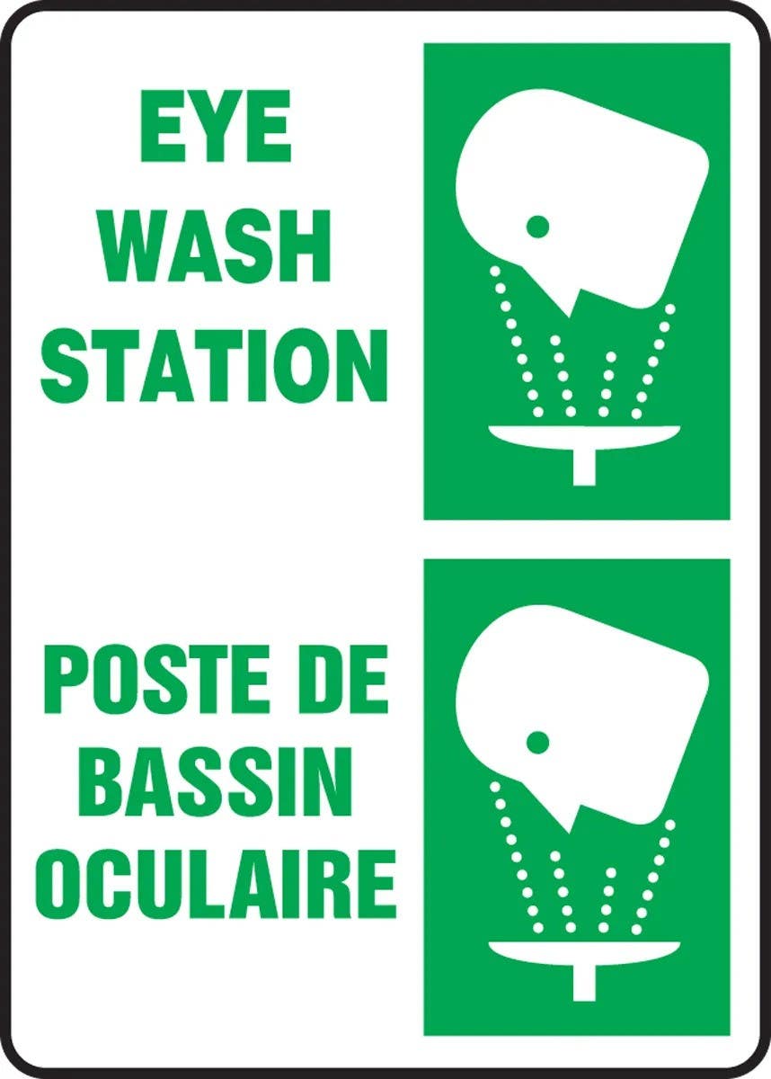AccuformNMC FBMFSR501 Bilingual French Sign-First Aid, Eye Wash Station, 10" H x 14" W