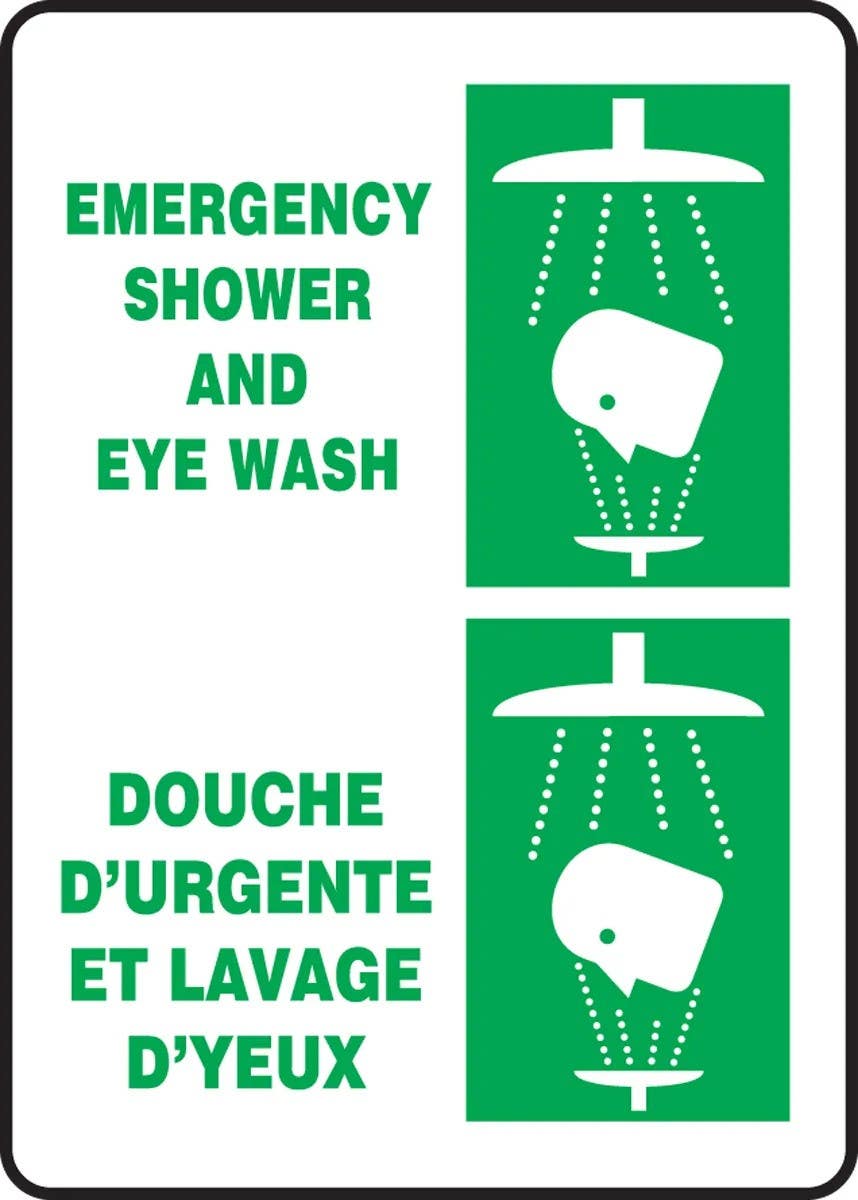 AccuformNMC FBMFSR Bilingual French Sign-First Aid, Emergency Shower & Eye Wash