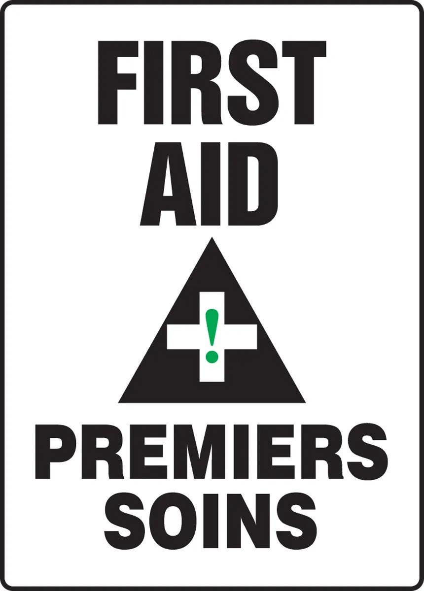 AccuformNMC FBMFSR507 Bilingual French Sign, First Aid, 14" H x 10" W