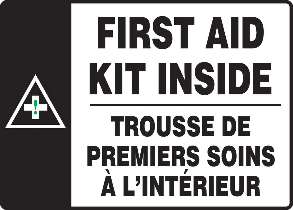 AccuformNMC FBMFSR513M Bilingual French Sign, First Aid Kit Inside, 10" H x 14" W