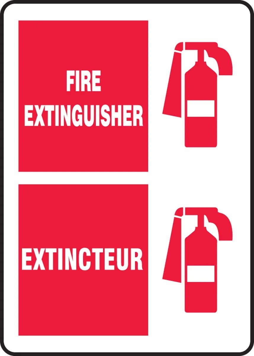 AccuformNMC FBMFXG935 Bilingual Safety Sign, Fire Extinguisher, 14" H x 10" W