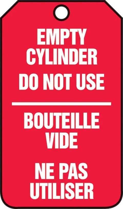 AccuformNMC FBMGT202 Bilingual French Tag, Empty Cylinder, Do Not Use, 5/PK