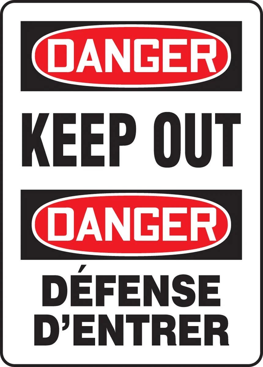 AccuformNMC FBMLAD111 Bilingual OSHA Danger Safety Sign, Keep Out, 14" H x 10" W