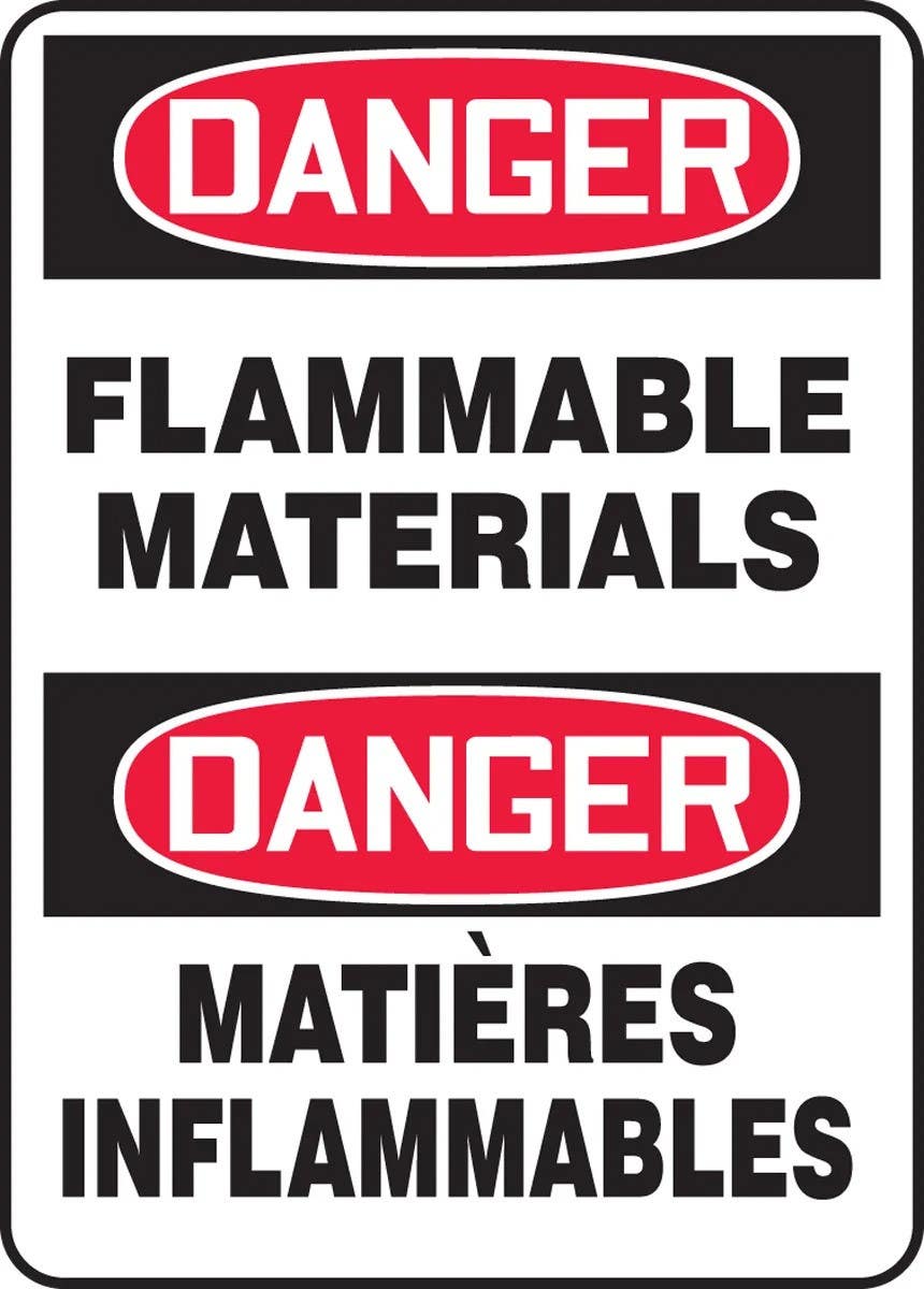 AccuformNMC FBMLCH108 Bilingual French Sign, Flammable Materials, 14" H x 10" W