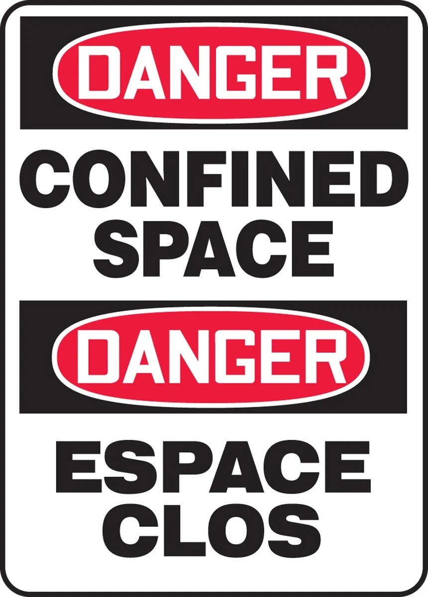 AccuformNMC FBMLCS100 Bilingual Safety Sign, Danger, Confined Space, 14" H x 10" W
