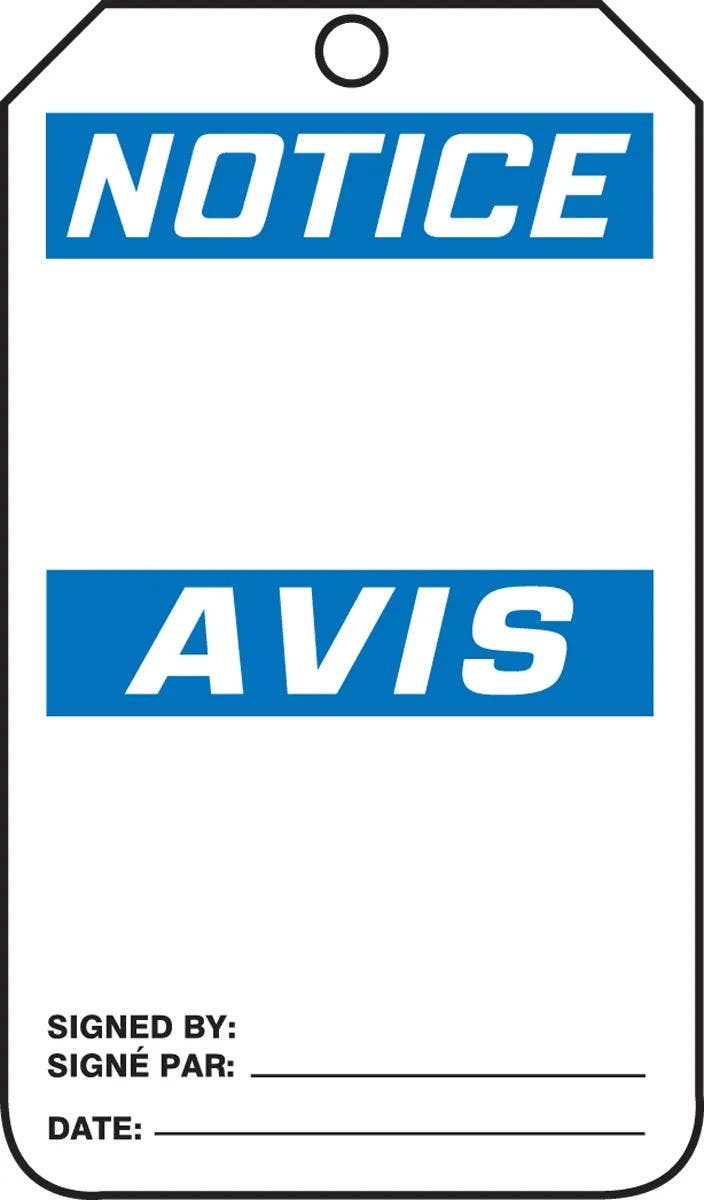 AccuformNMC FBMNT101 Bilingual French Tag, Header, 5-3/4" H x 3-1/4" W, 5/Pk