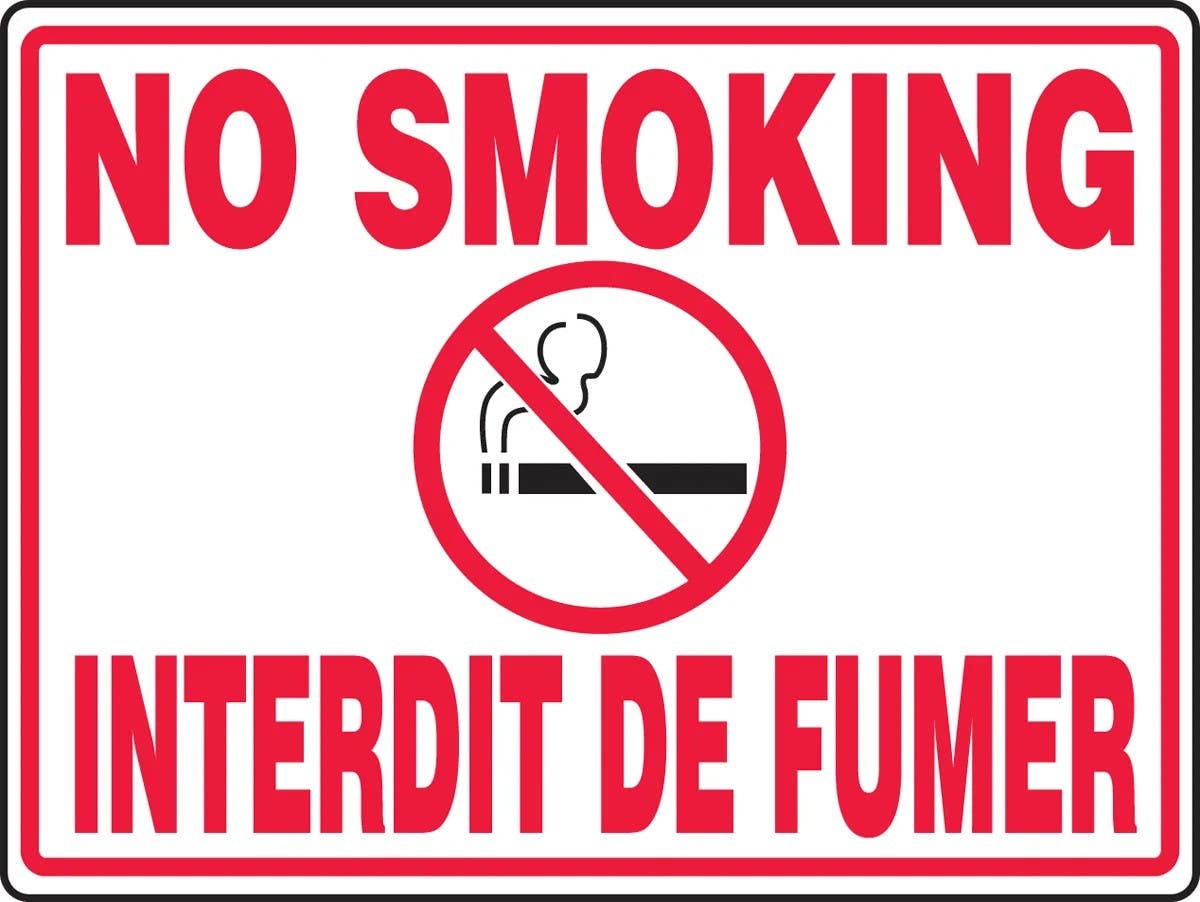 AccuformNMC FBMSMG532 Bilingual French Big Sign, No Smoking, 18" H x 24" W