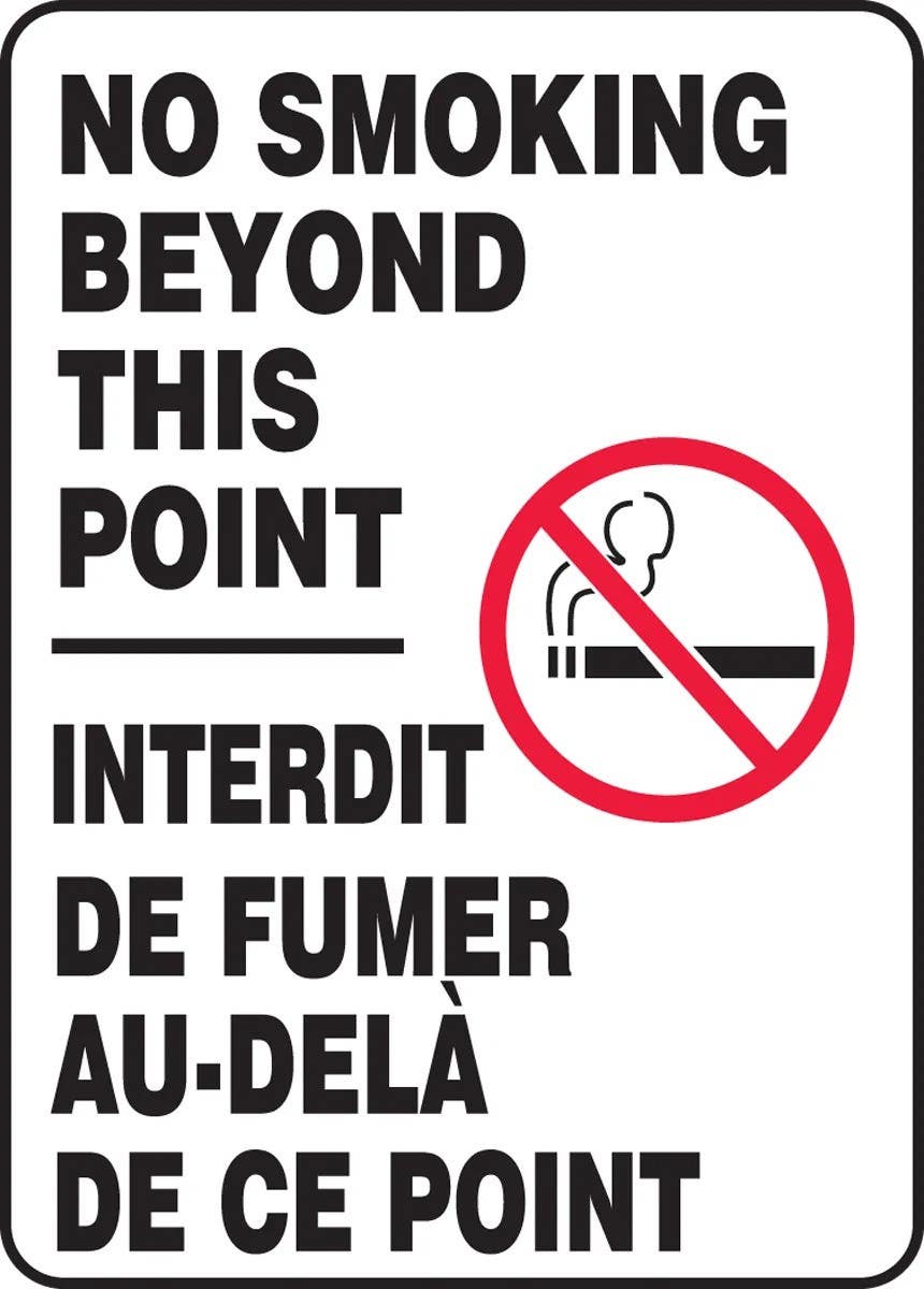 AccuformNMC FBMSMG536 Bilingual French Sign-Smoking Control, 14" H x 10" W