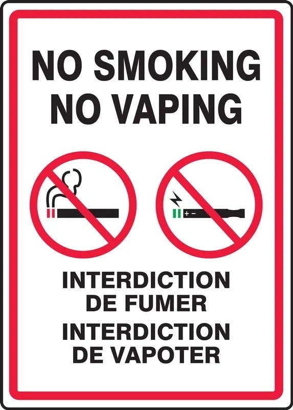 AccuformNMC FBMSMG906 Safety Sign, No Smoking, No Vaping, 14" H x 10" W