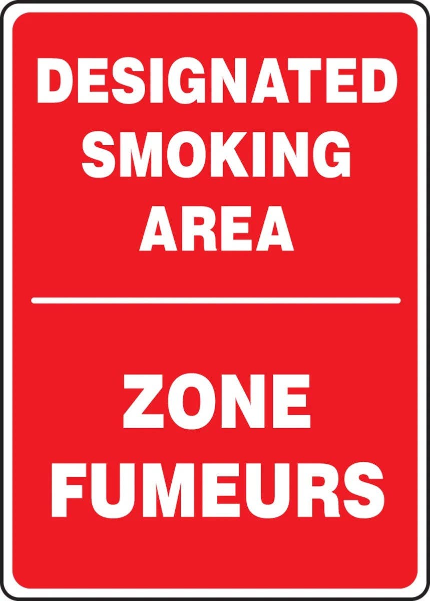 AccuformNMC FBMSMK403 Bilingual French Sign, Designated Smoking Area, 14" H x 10" W
