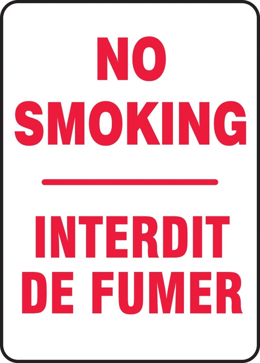 AccuformNMC FBMSMK Bilingual Safety Sign, No Smoking
