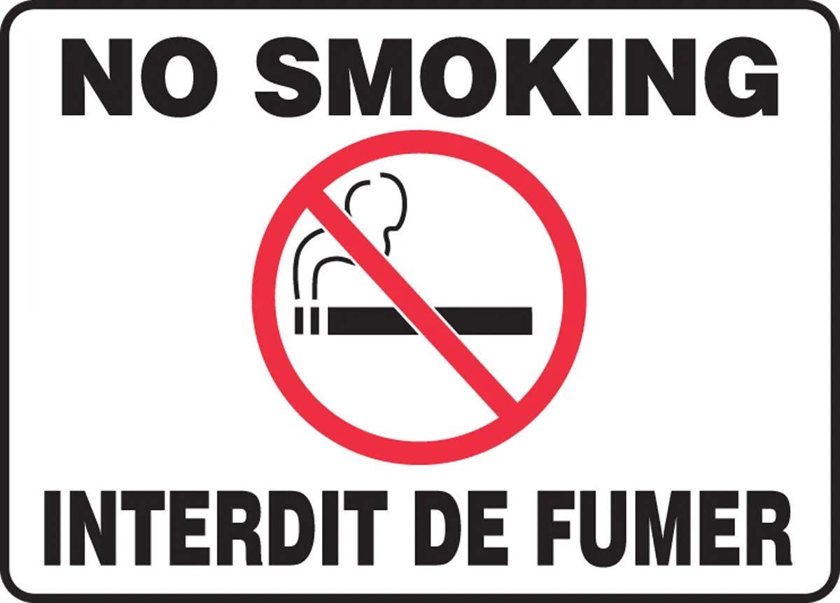AccuformNMC FBMSMK French Bilingual Smoking Control Sign, No Smoking