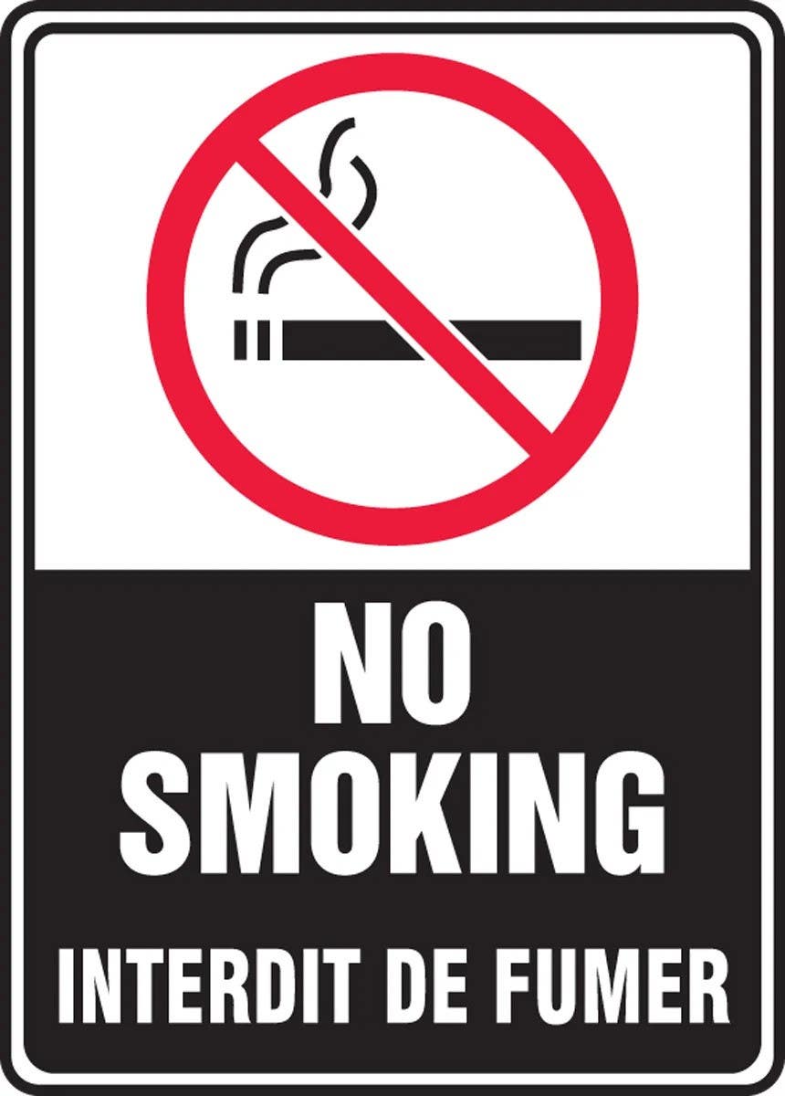 AccuformNMC FBMSMK French Bilingual Smoking Control Sign, No Smoking/Interdit De Fumer
