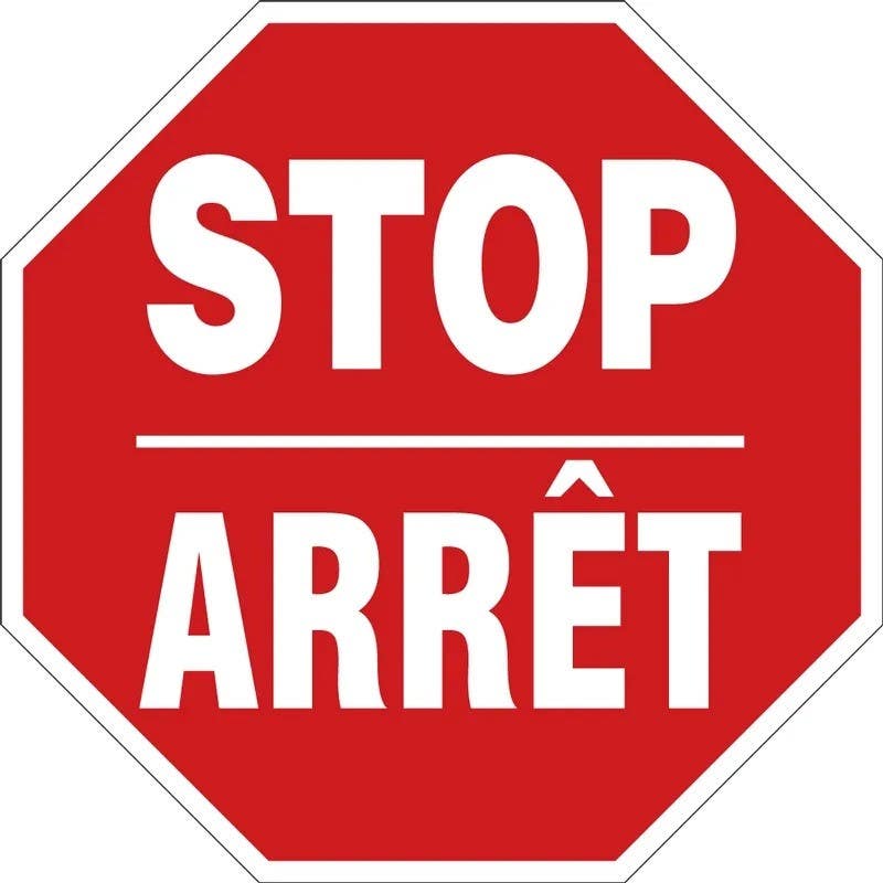AccuformNMC FBMVTR Bilingual French Sign, Stop