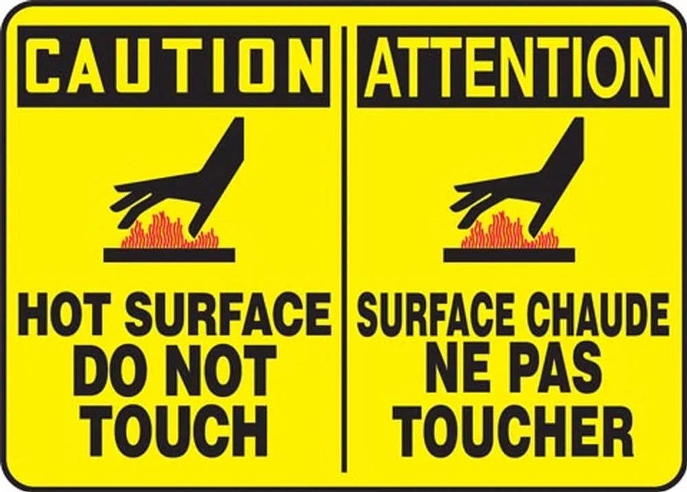 AccuformNMC FBMWLD608M Bilingual French Sign, Caution, Hot Surface, Do Not Touch, 10" H x 14" W