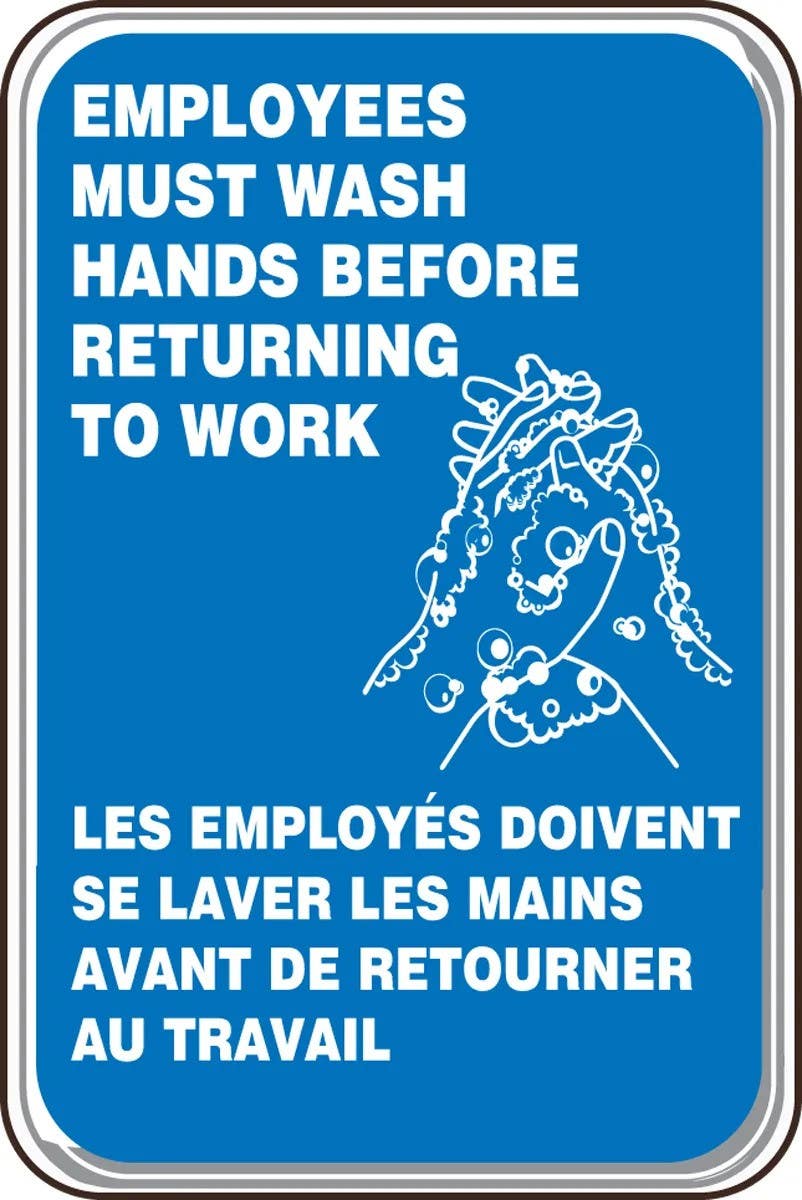 AccuformNMC FBPAR590 Deco-Shieldtm Sign, Employees Must Wash Hands Before Returning To Work, 9" H x 6" W