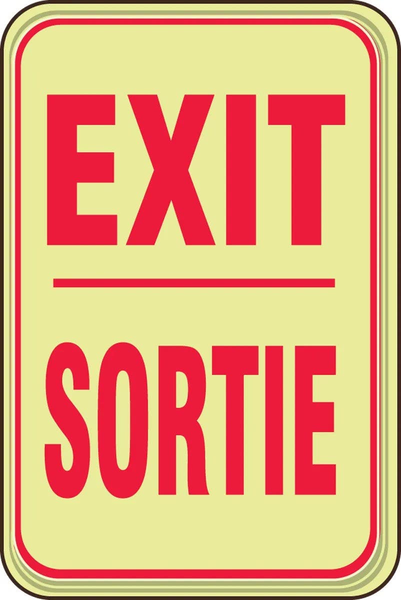 AccuformNMC FBPAR720 Bilingual Glow-In-The-Dark Safety Sign, Exit, 9" H x 6" W