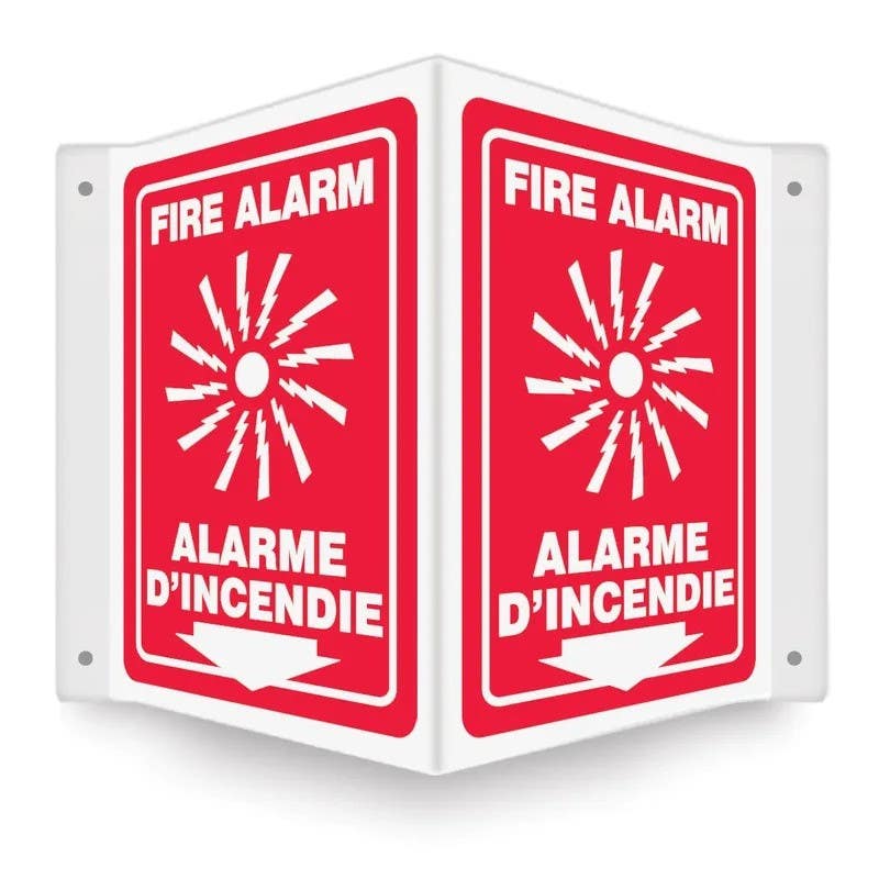 AccuformNMC FBPSP French Bilingual Projection Sign, Fire Alarm (Arrow)
