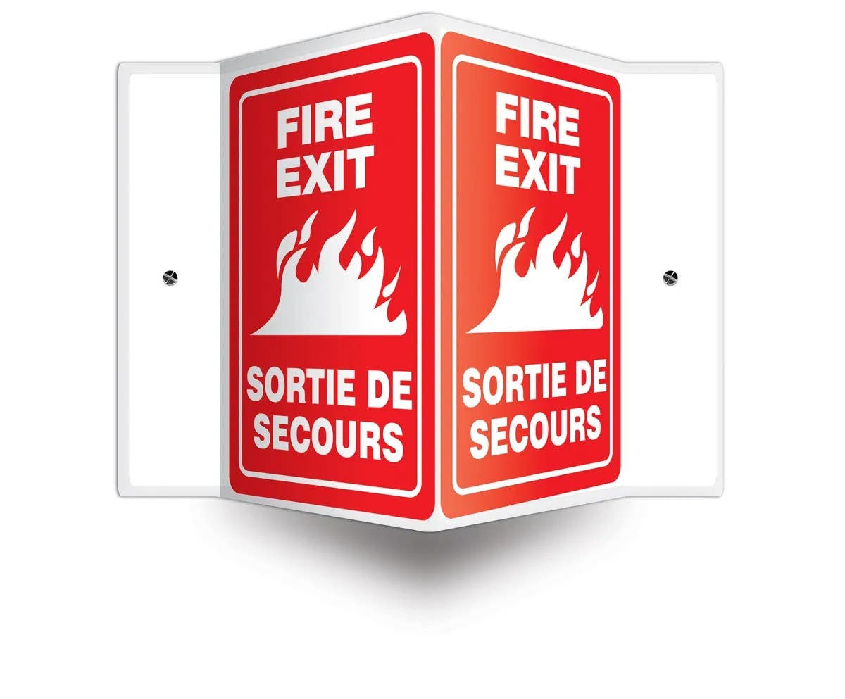 AccuformNMC FBPSP French Bilingual Projection Sign, Fire Exit
