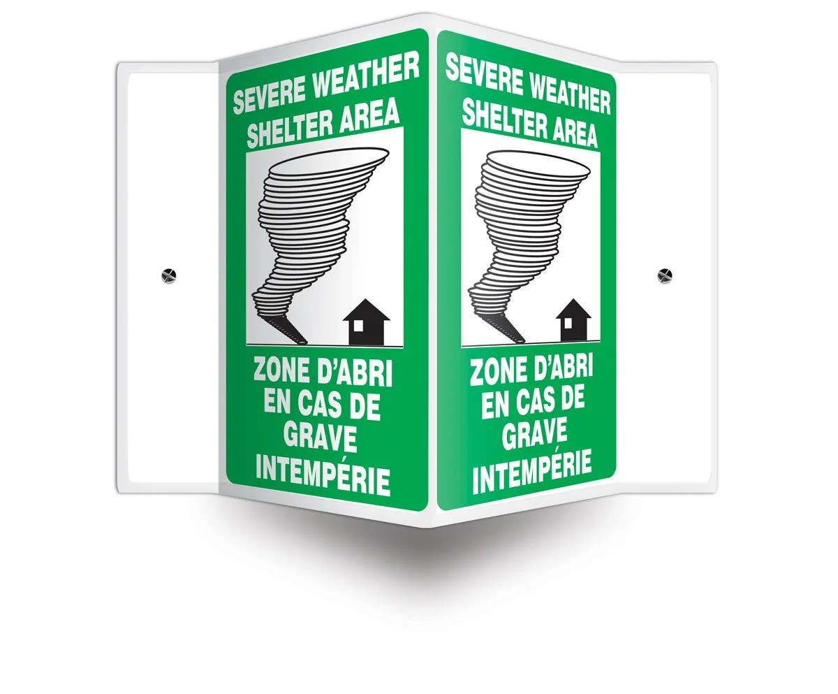 AccuformNMC FBPSP French Bilingual Projection Sign, Severe Weather Shelter Area