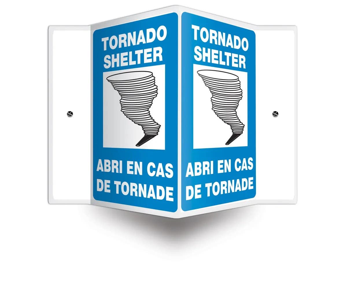 AccuformNMC FBPSP French Bilingual Projection Sign, Tornado Shelter