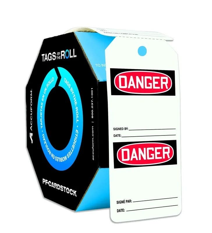 AccuformNMC FBTAR412 OSHA Danger Tags By-The-Roll, Blank, PF-Cardstock, 100/Roll