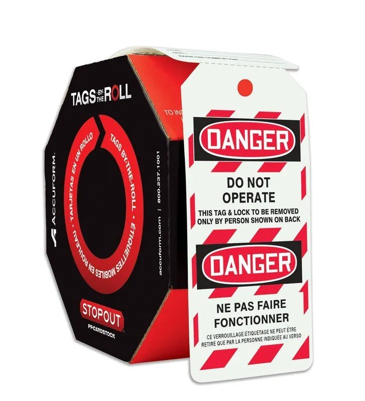 AccuformNMC FBTAR460 Bilingual OSHA Danger Tags By-The-Roll, Do Not Operate, PF-Cardstock, 100/Roll