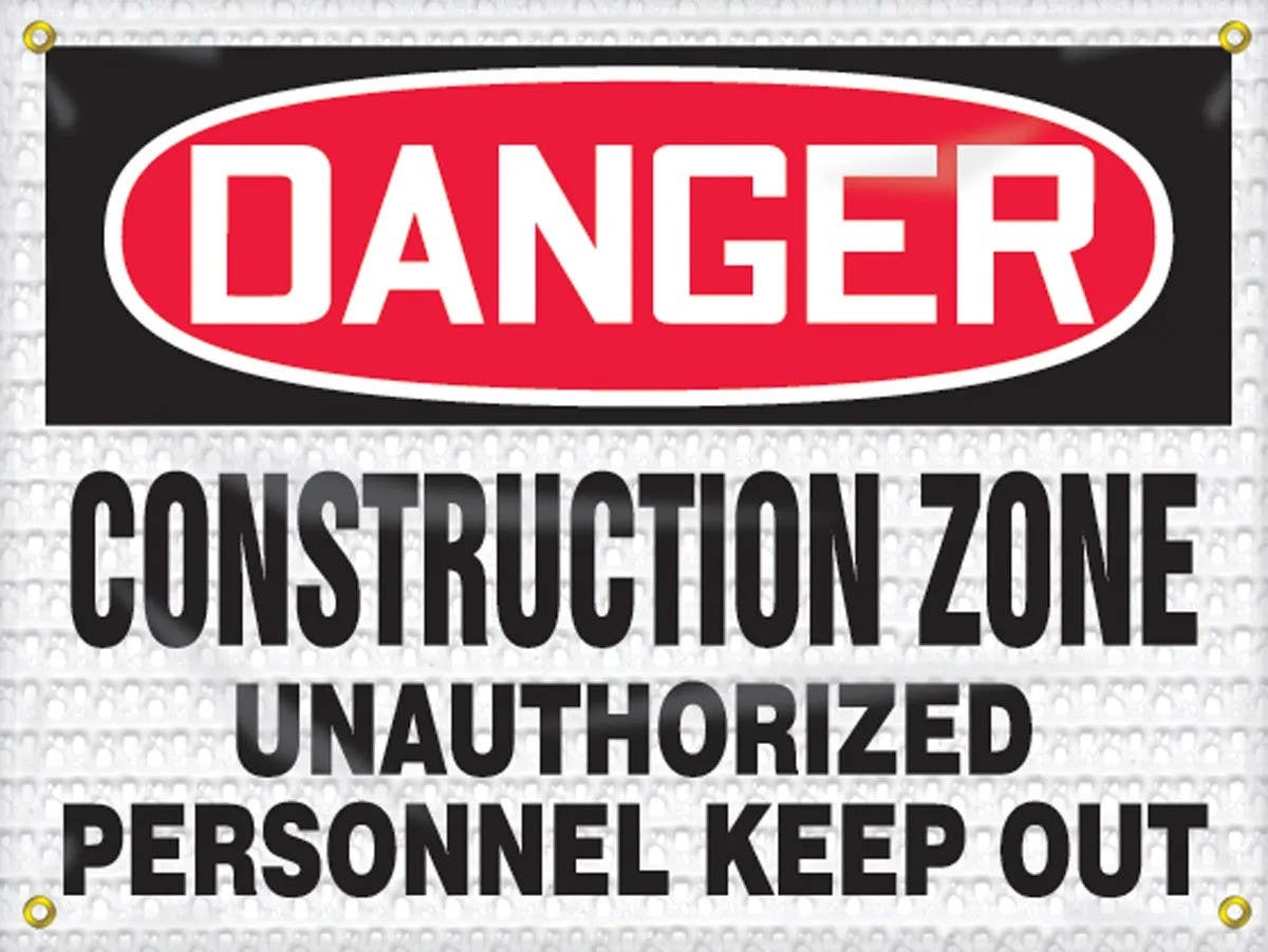 AccuformNMC FMB OSHA Danger High Wind Safety Sign, Construction Zone, Unauthorized Personnel Keep Out