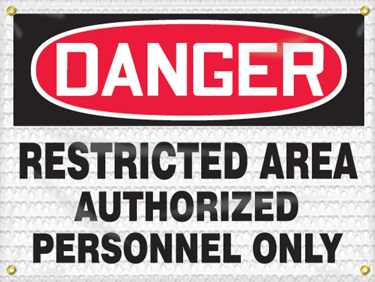 AccuformNMC FMB OSHA Danger High Wind Safety Sign, Restricted Area Authorized Personnel Only