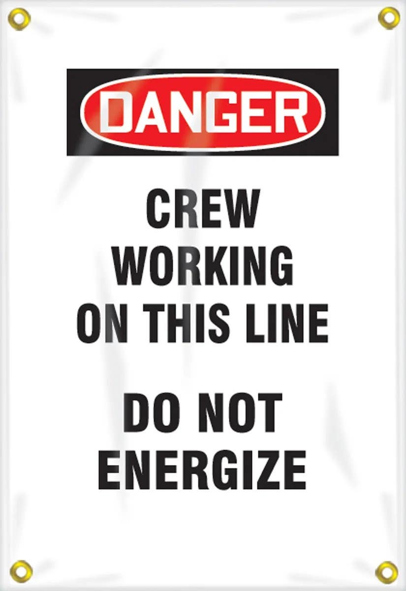 AccuformNMC FMG104 OSHA Danger Utility Pole Wrap, Crew Working On This Line, Do Not Energize, 18" H x 12" W