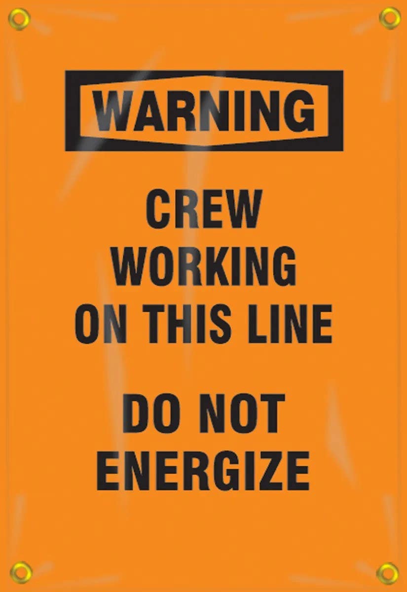 AccuformNMC FMG304 OSHA Warning Utility Pole Wrap, Crew Working On This Line, Do Not Energize, 18" H x 12" W