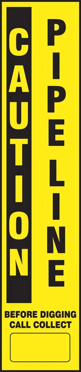 AccuformNMC FMK324 Utility Line-Marking Label Only, Caution, Pipe Line, Adhesive Dura-Vinyl, 14" H x 3" W