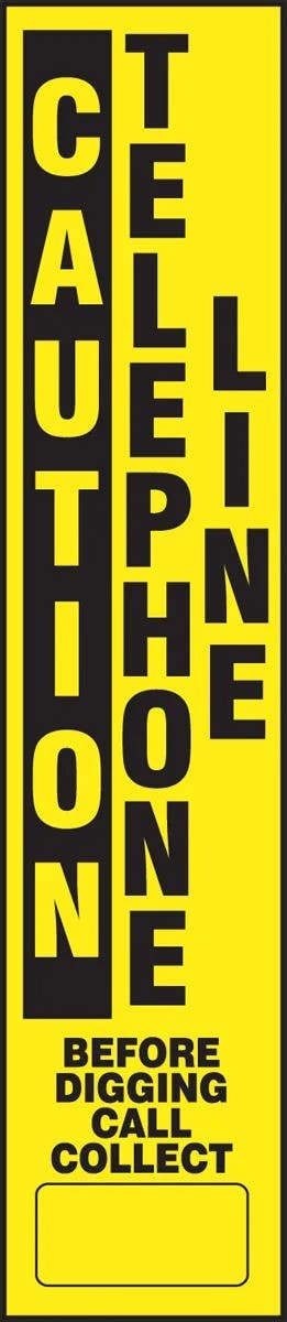 AccuformNMC FMK326 Utility Line-Marking Label Only, Caution Telephone Line, Adhesive Dura-Vinyl, 14" H x 3" W