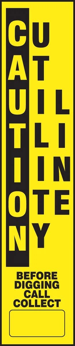 AccuformNMC FMK328 Utility Line-Marking Label Only, Caution, Utility Linee, Adhesive Dura-Vinyl, 14" H x 3" W