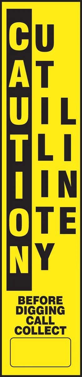 AccuformNMC FMK Marking Label, Caution, Utility Line, 66" H x 3-1/8" W