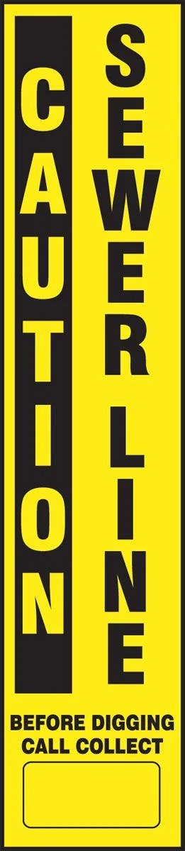 AccuformNMC FMK Utility Line-Marking Label, Caution, Sewer Line, 66" H x 3-1/8" W