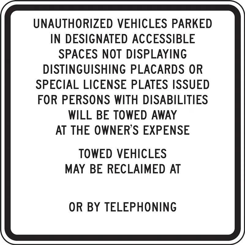 AccuformNMC FRA109 R100B State Of California Handicapped Parking Tow-Away Sign, 24" x 24"