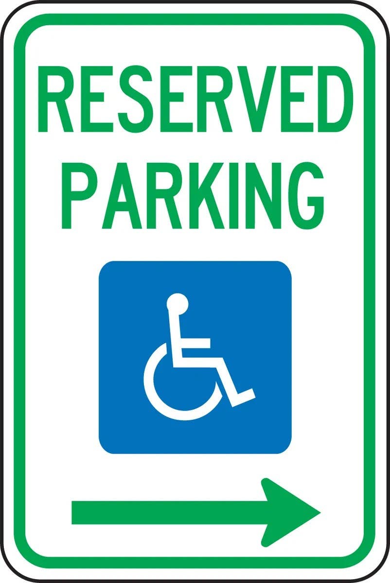 AccuformNMC FRA140RA Federal Sign, Reserved Parking (Right Arrow), Engineer Grade Reflective Aluminum (.080), 18" H x 12" W