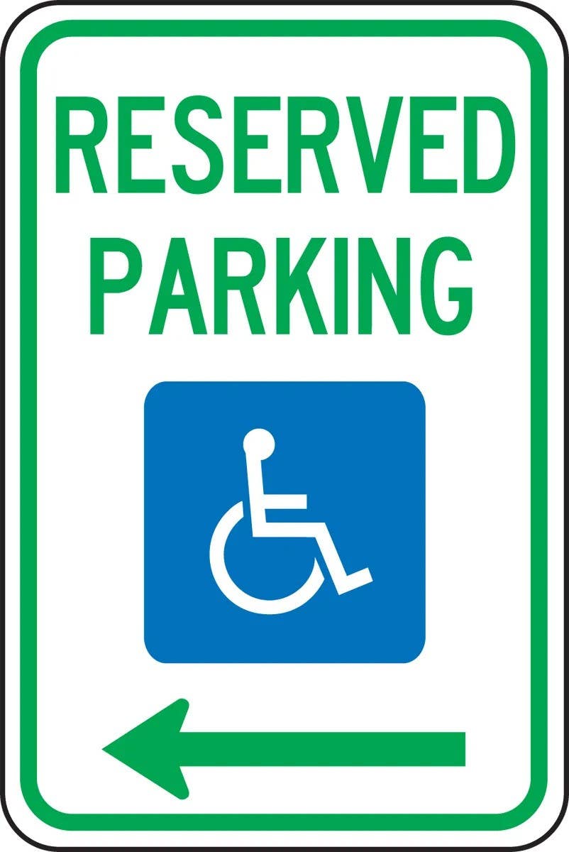 AccuformNMC FRA142RA Federal Sign, Reserved Parking (Left Arrow), Engineer Grade Reflective Aluminum (.080), 18" H x 12" W