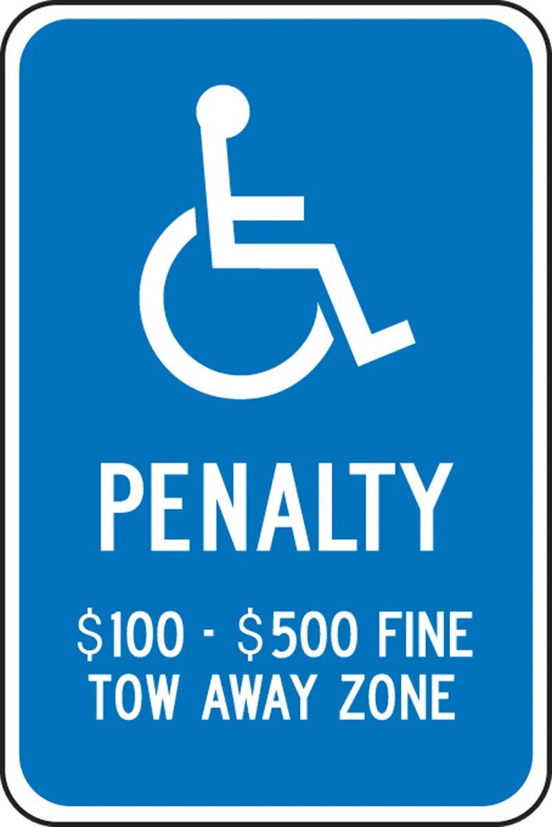 AccuformNMC FRA161RA State Specific ADA Access, Penalty, $100-$500 Fine…, Engineer Grade Reflective Aluminum (.080)