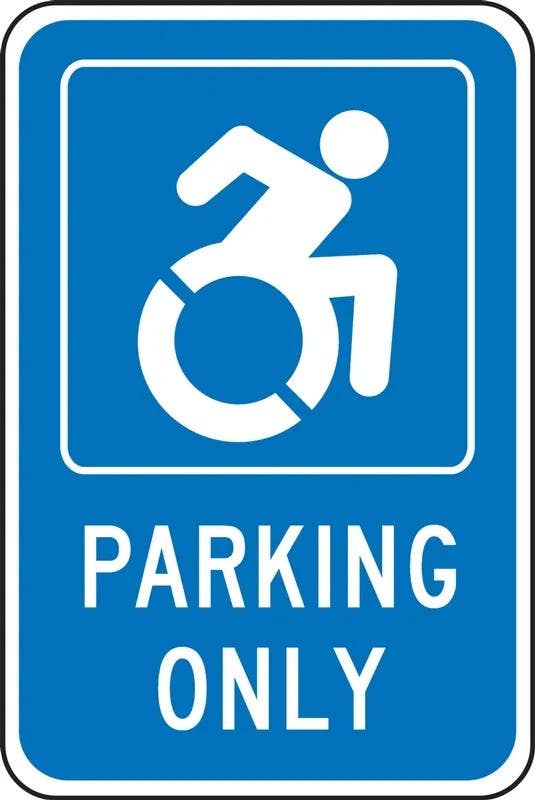 AccuformNMC FRA176RA New York State Specific Handicapped Parking Sign, Parking Only, Reflective Dura-Aluminum, 18" H x 12" W