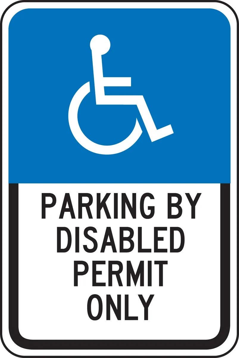 AccuformNMC FRA192RA Handicapped Parking Sign, Parking By Disabled Permit Only, Engineer Grade Reflective Aluminum (.080)