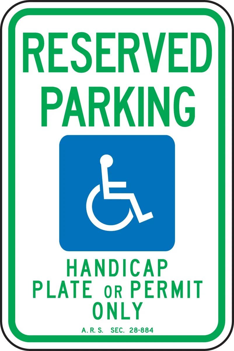 AccuformNMC FRA186RA State Specific Handicapped Parking Sign, Reserved Parking (Arizona), Engineer Grade Reflective Aluminum (.080)