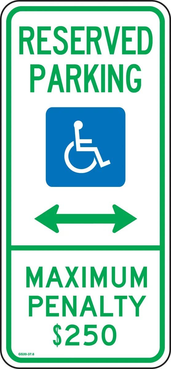 AccuformNMC FRA207RA Parking Sign, Reserved Parking, Maximum Penalty $250 (Arrows), Engineer Grade Reflective Aluminum (.080)