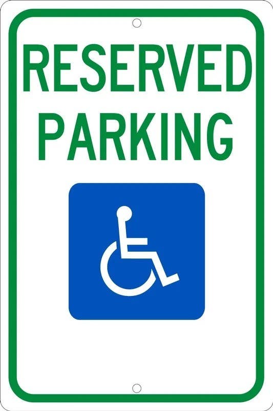 AccuformNMC FRA Federal Parking Sign, Reserved Parking (Handicapped), Engineer Grade Reflective Aluminum (.080)