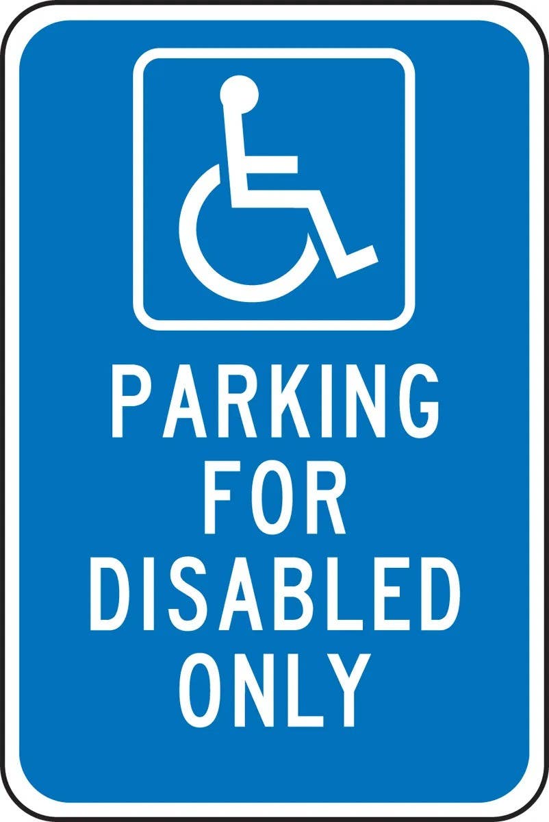 AccuformNMC FRA233RA Federal Sign, Parking For Disabled Only, Engineer Grade Reflective Aluminum (.080), 18" H x 12" W