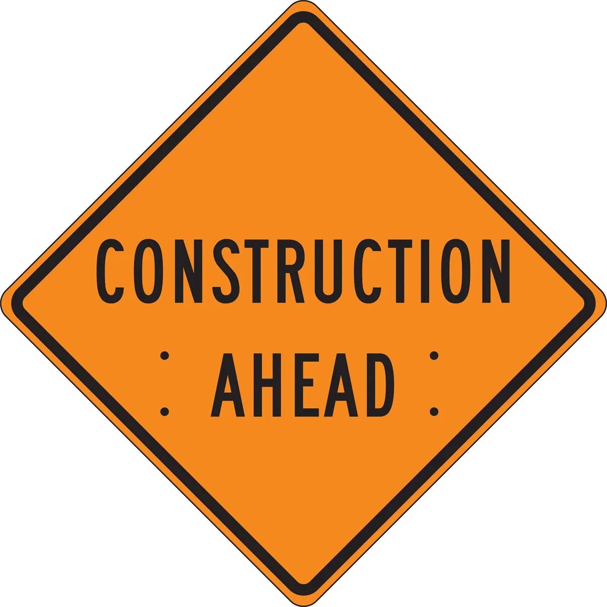 AccuformNMC FRC Roll-Up Construction Sign, Construction Ahead