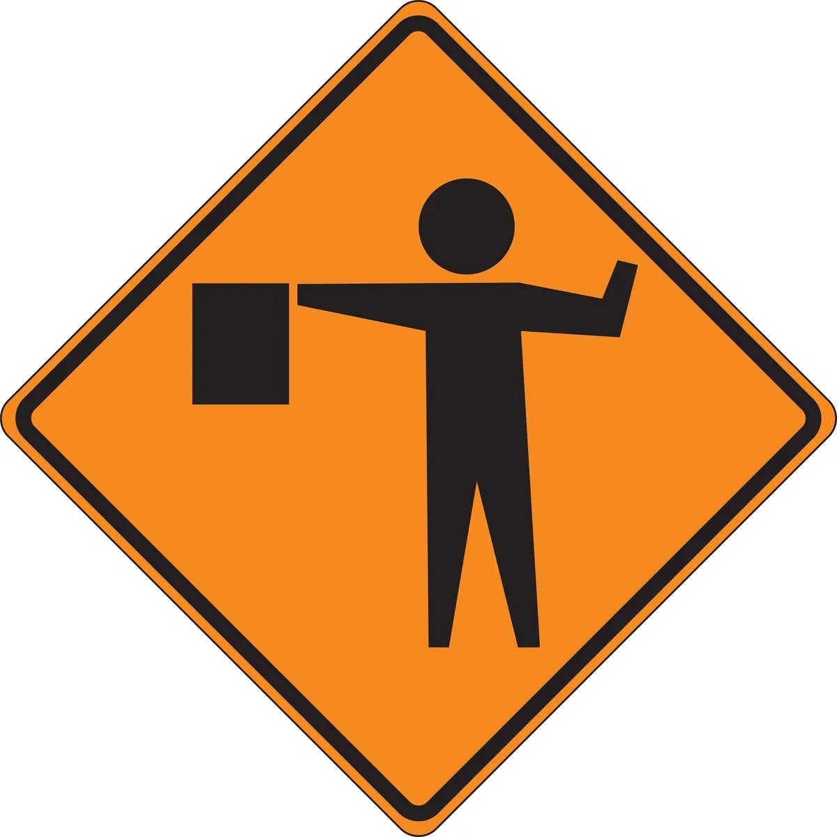 AccuformNMC FRC Roll-Up Construction Sign, Flagger (Symbol)
